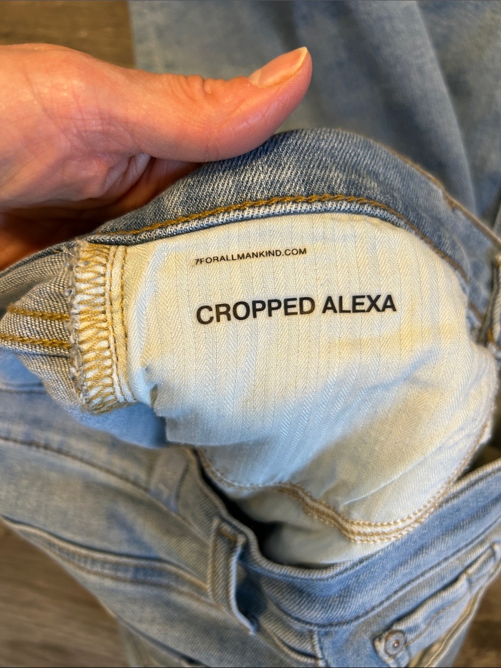7 For All Mankind Cropped Alexa Jeans Size 28 High Rise Wide Leg Light Wash Stre - Picture 6 of 10